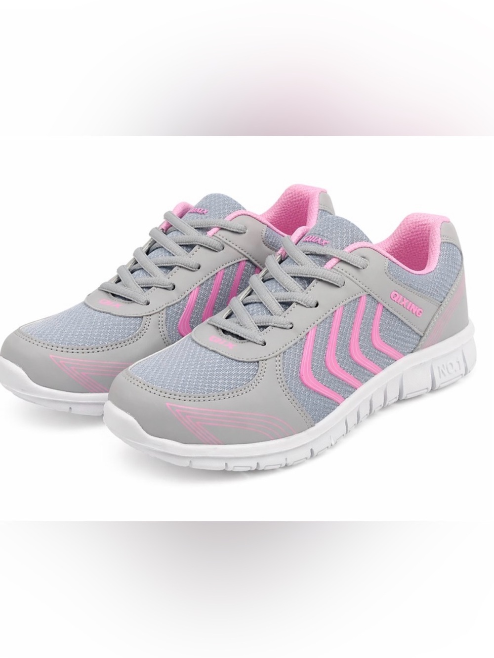 *NEW* Women’s QIXP Gray & Pink Lightweight Athletic Sneakers–Size US 7